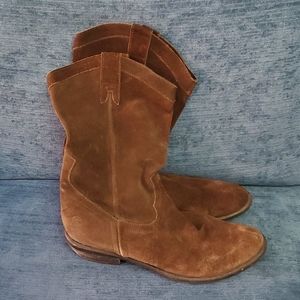 Cowboy boots. Brown suede